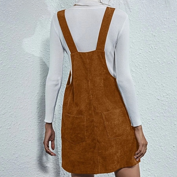 Camel Brown Corduroy Overall Dress - Picture 5 of 6